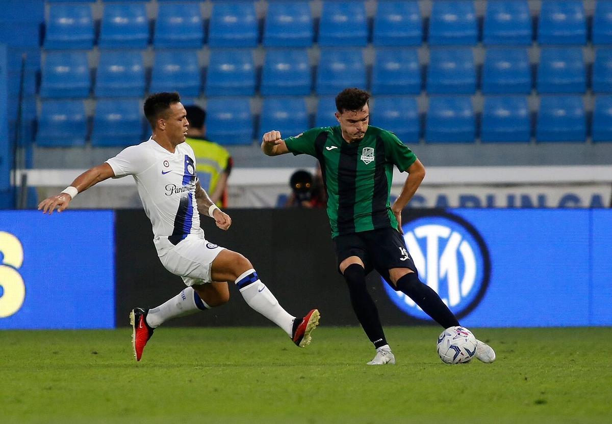 Lautaro Martínez con el Inter en el amistoso ante el Egnatia