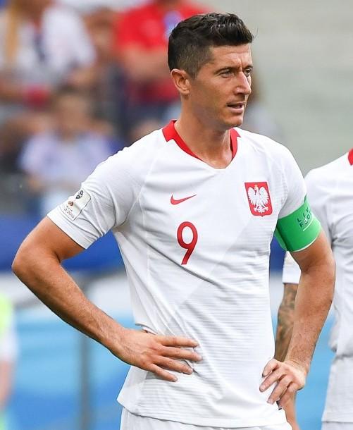 Robert Lewandowski con la selección de Polonia en el Mundial de 2018