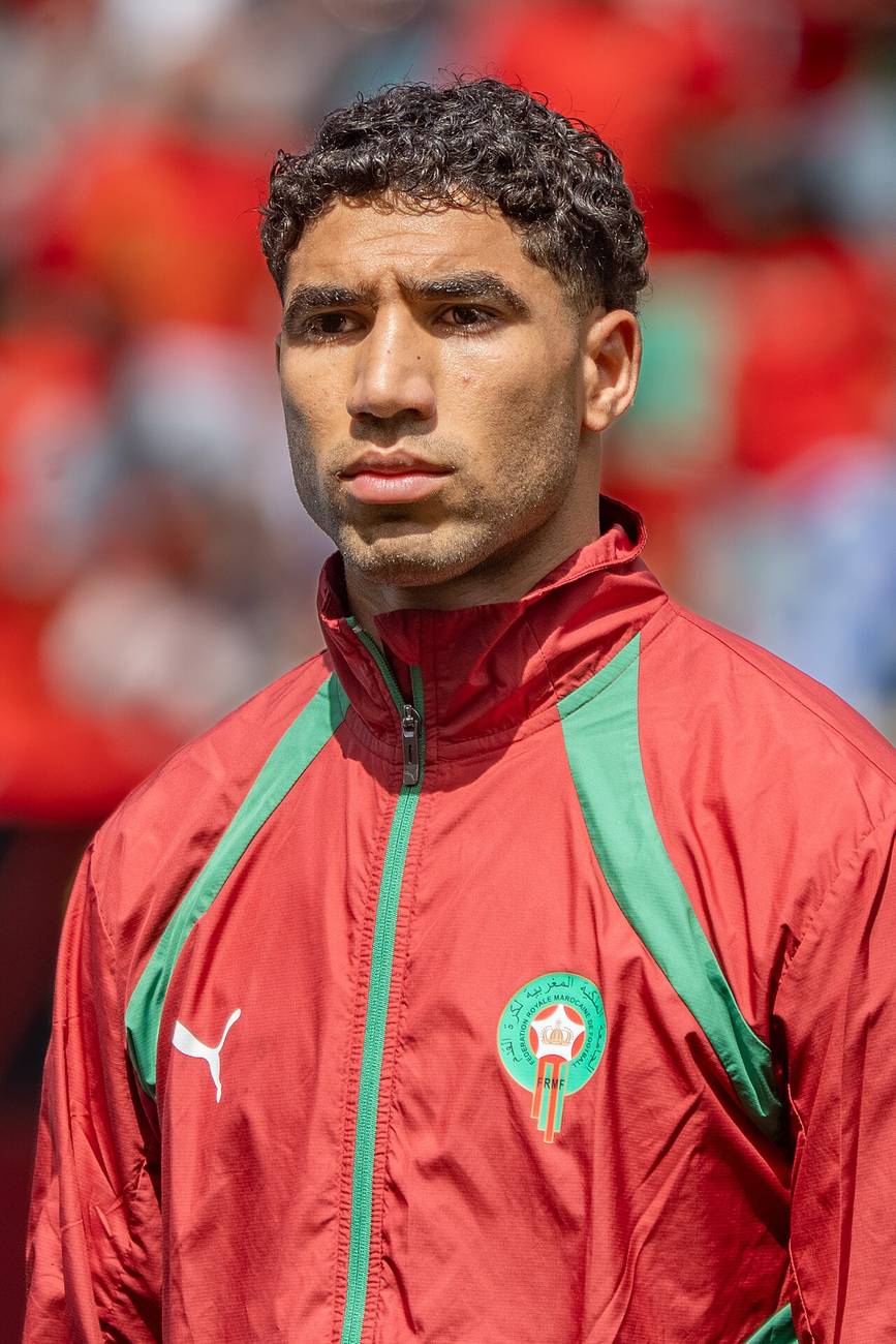 Achraf Hakimi con la camiseta de Marruecos durante un partido amistoso ante Noruega en junio de 2026