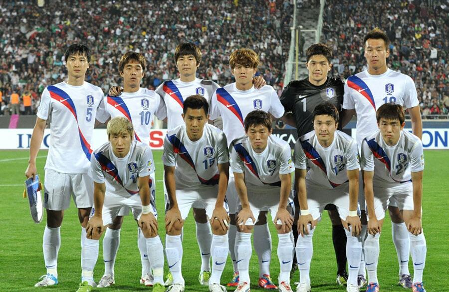 La selección de Corea del Sur posando antes de un partido