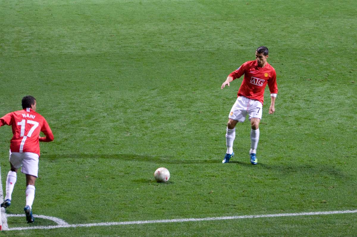 Cristiano Ronaldo with Manchester United teammate Nani