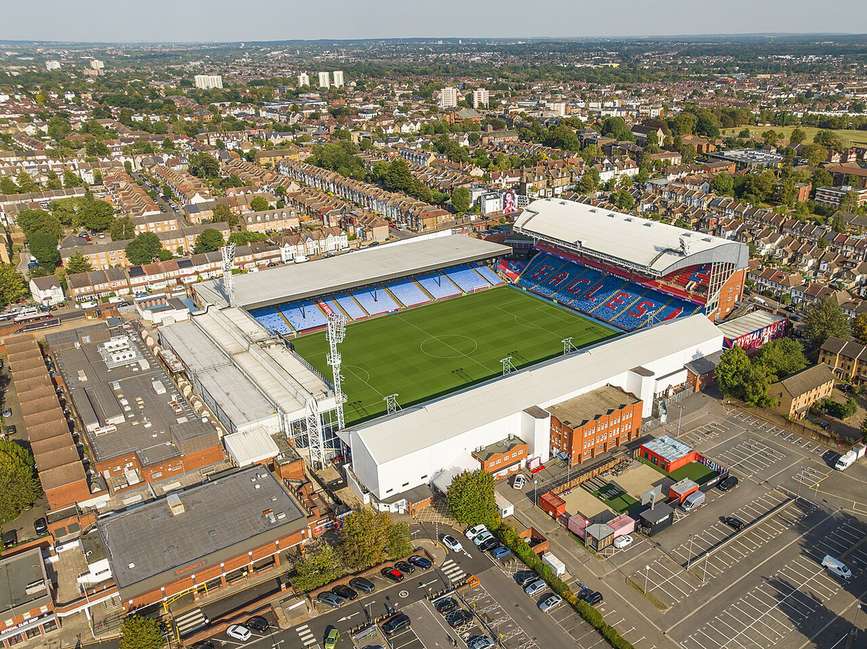 El estadio Selhurst Park de Londres, sede del partido entre Crystal Palace y Newcastle