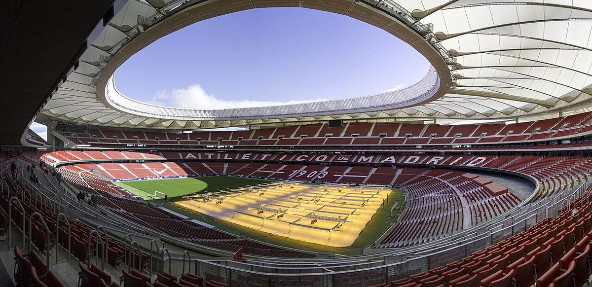 Exterior view of the Estadio Metropolitano in Madrid, Spain