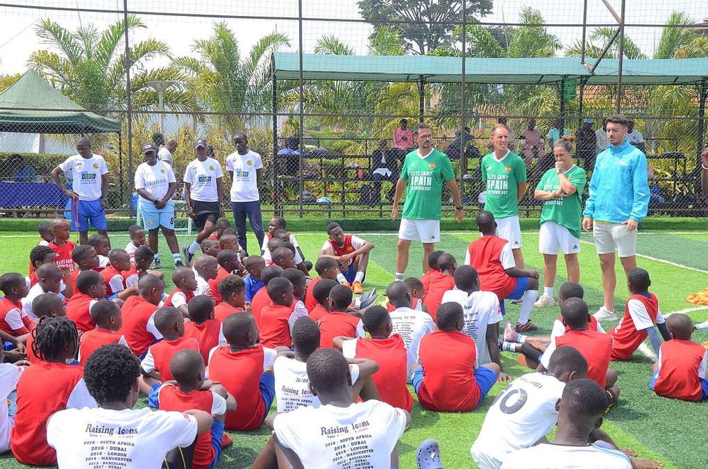 Young players training in a soccer academy session
