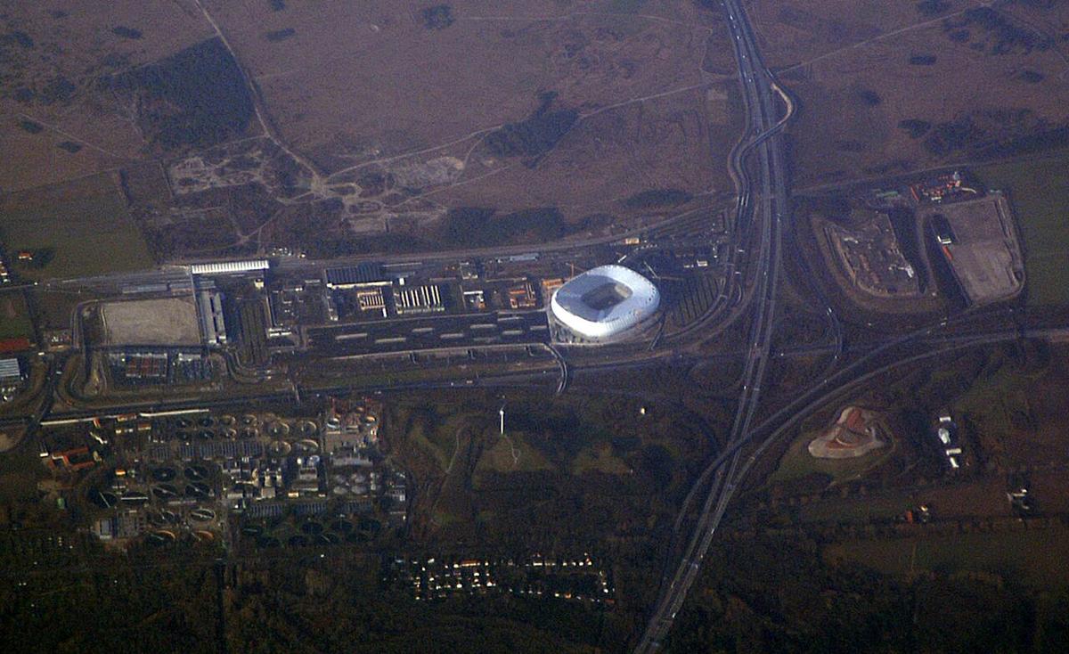 Vista aérea del Allianz Arena de Múnich