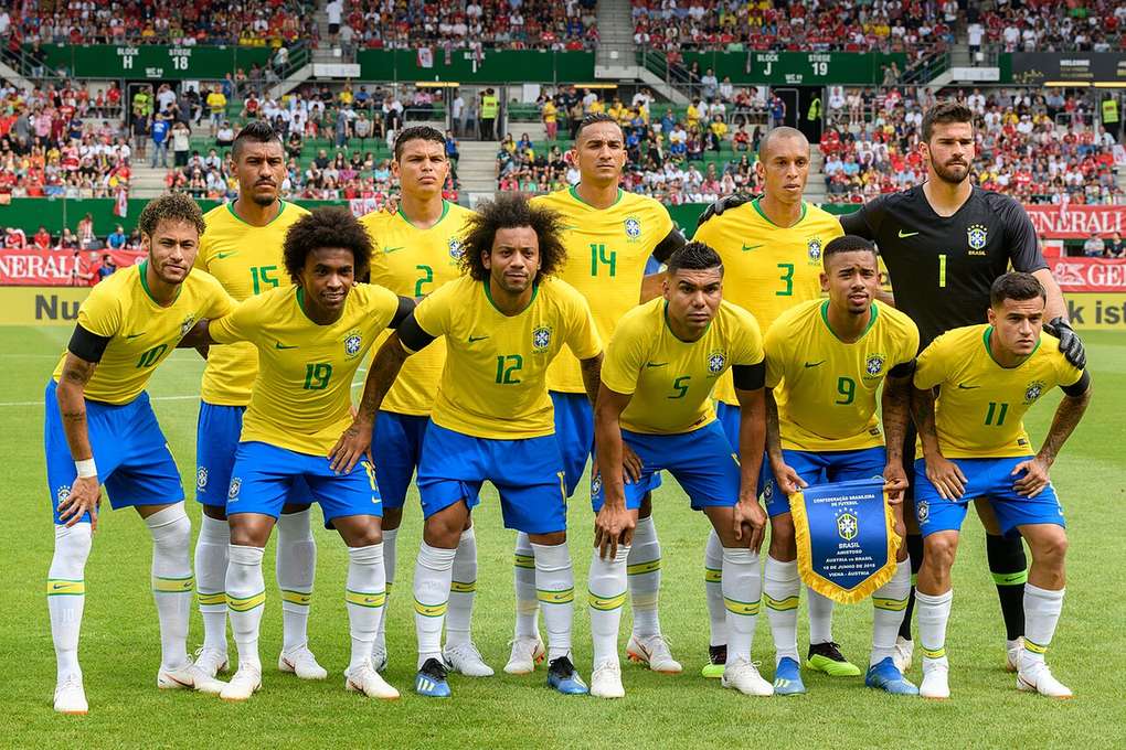 La selección de Brasil posando antes de un amistoso ante Austria en 2018