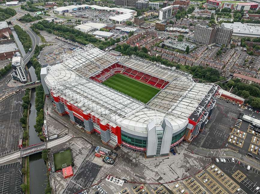 Vista exterior del estadio Old Trafford, casa del Manchester United