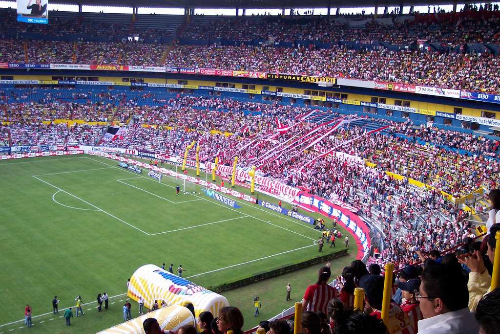 Vista aérea del Estadio Jalisco en Guadalajara, sede del partido Atlas vs América
