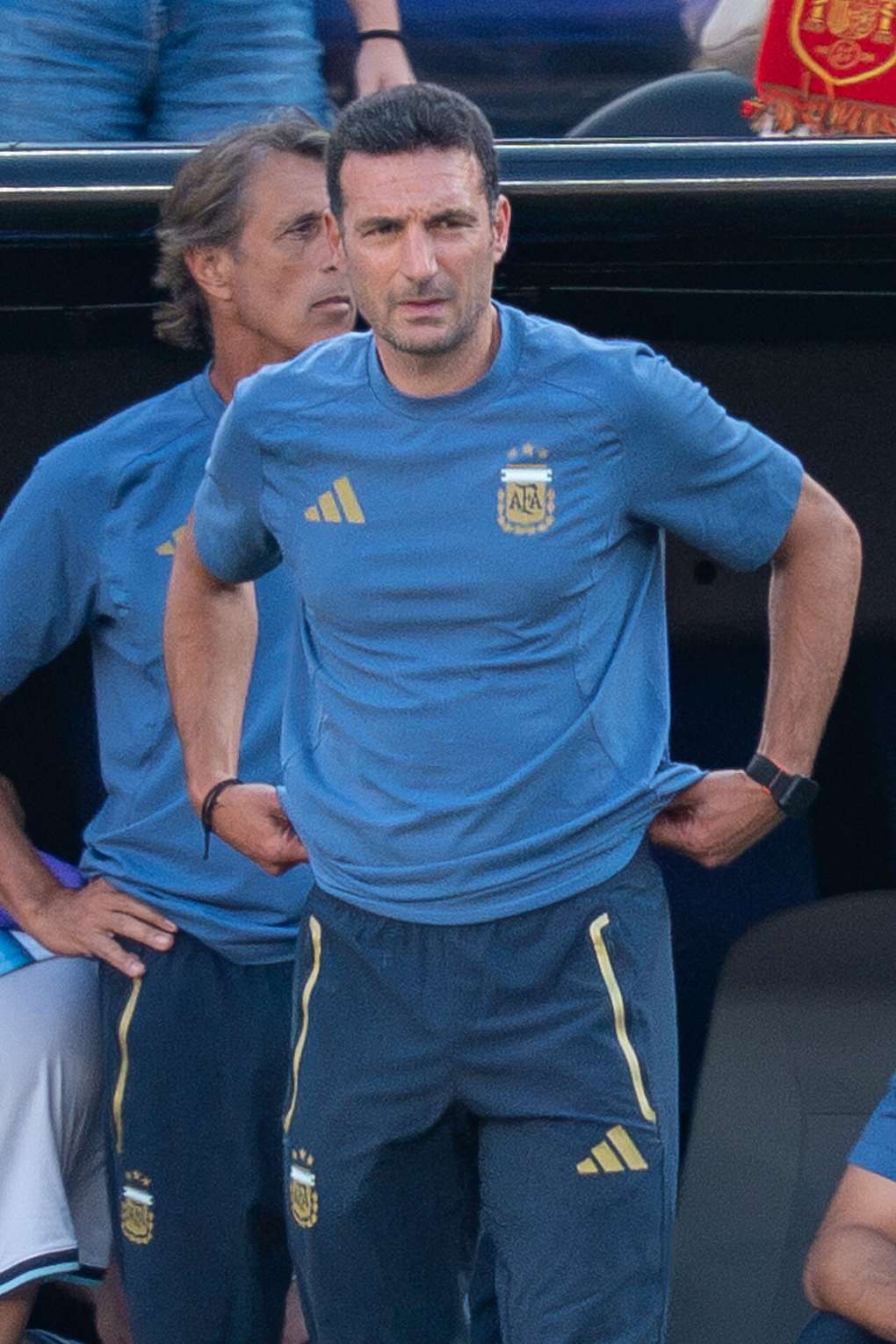 Lionel Scaloni, entrenador de la selección argentina, durante un partido de la Albiceleste