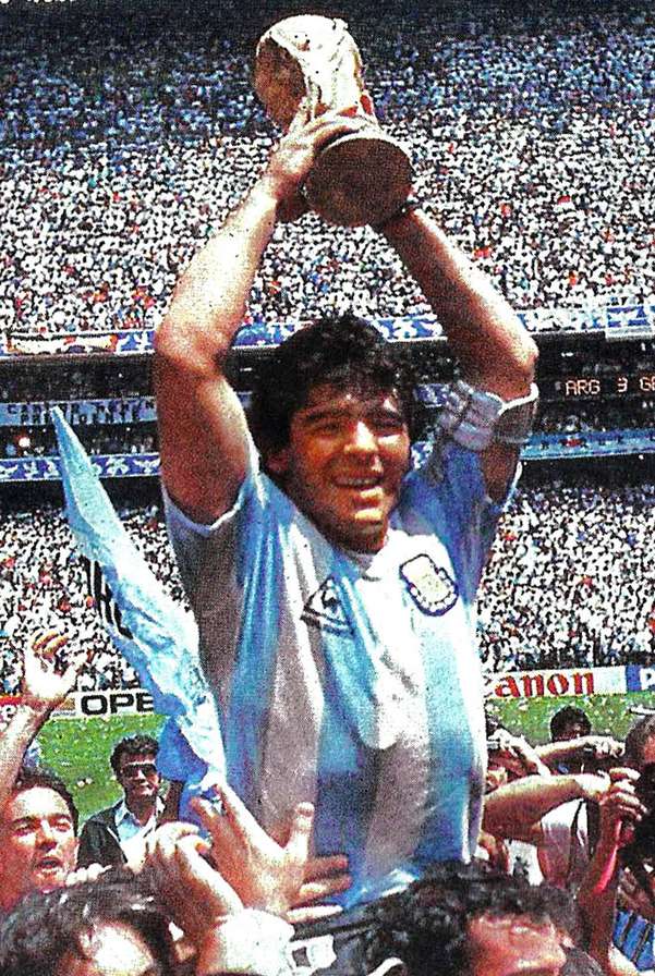 Diego Maradona con la camiseta de la selección argentina en el Mundial de 1986