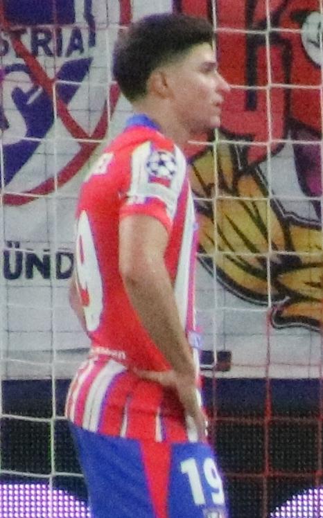 Julián Álvarez con el Atlético de Madrid en la Champions League, en enero de 2025