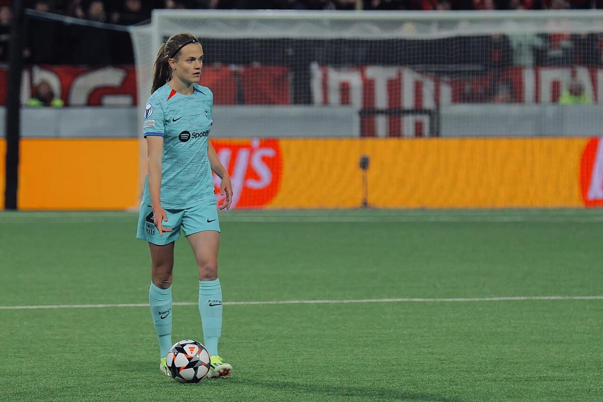 Jugadoras del FC Barcelona Femení celebrando en un partido europeo