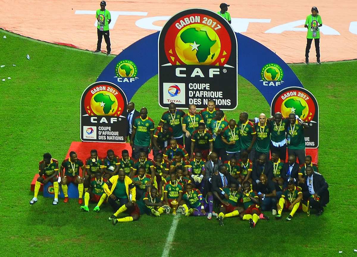 Jugadores de Camerún celebrando la conquista de la Copa Africana de Naciones 2017