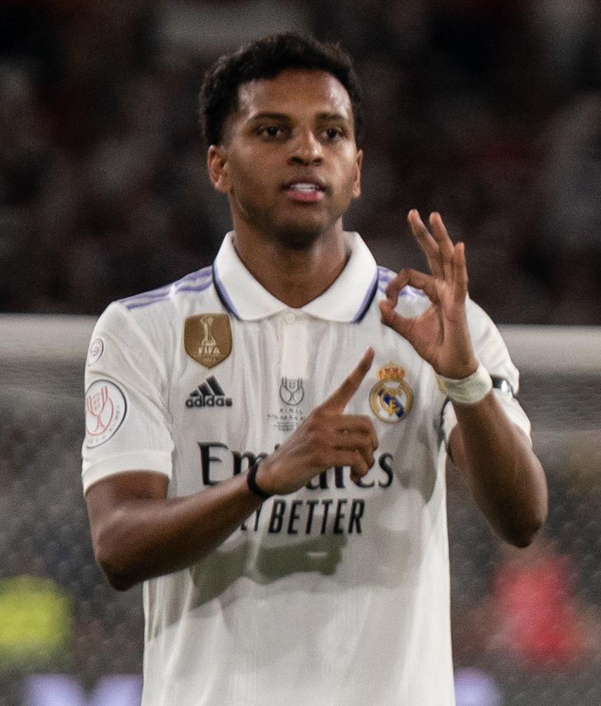 Retrato de Rodrygo Goes con la camiseta del Real Madrid