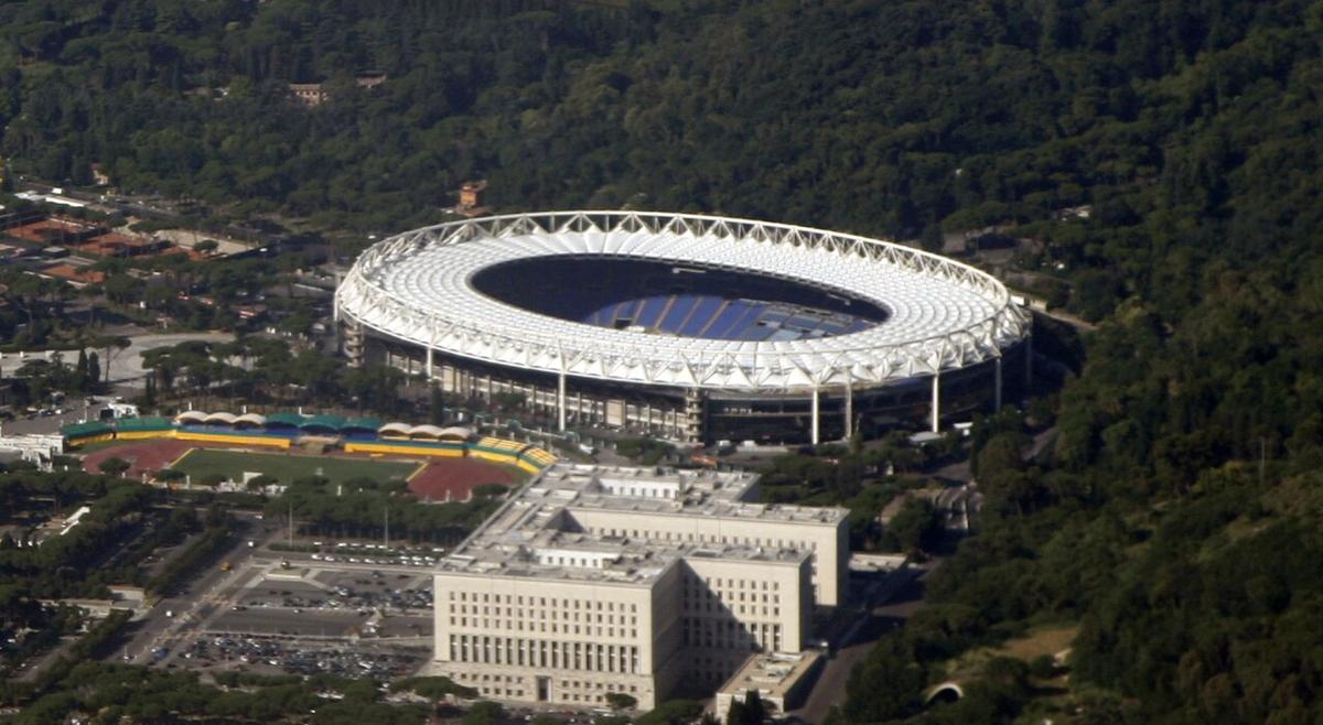 Vista aérea del Stadio Olimpico de Roma y sus alrededores