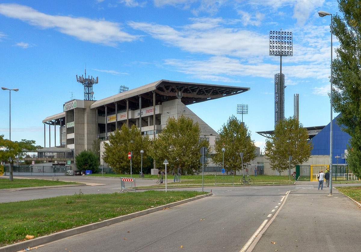 Tribuna del estadio de Reggio Emilia, casa del Sassuolo en la Serie A