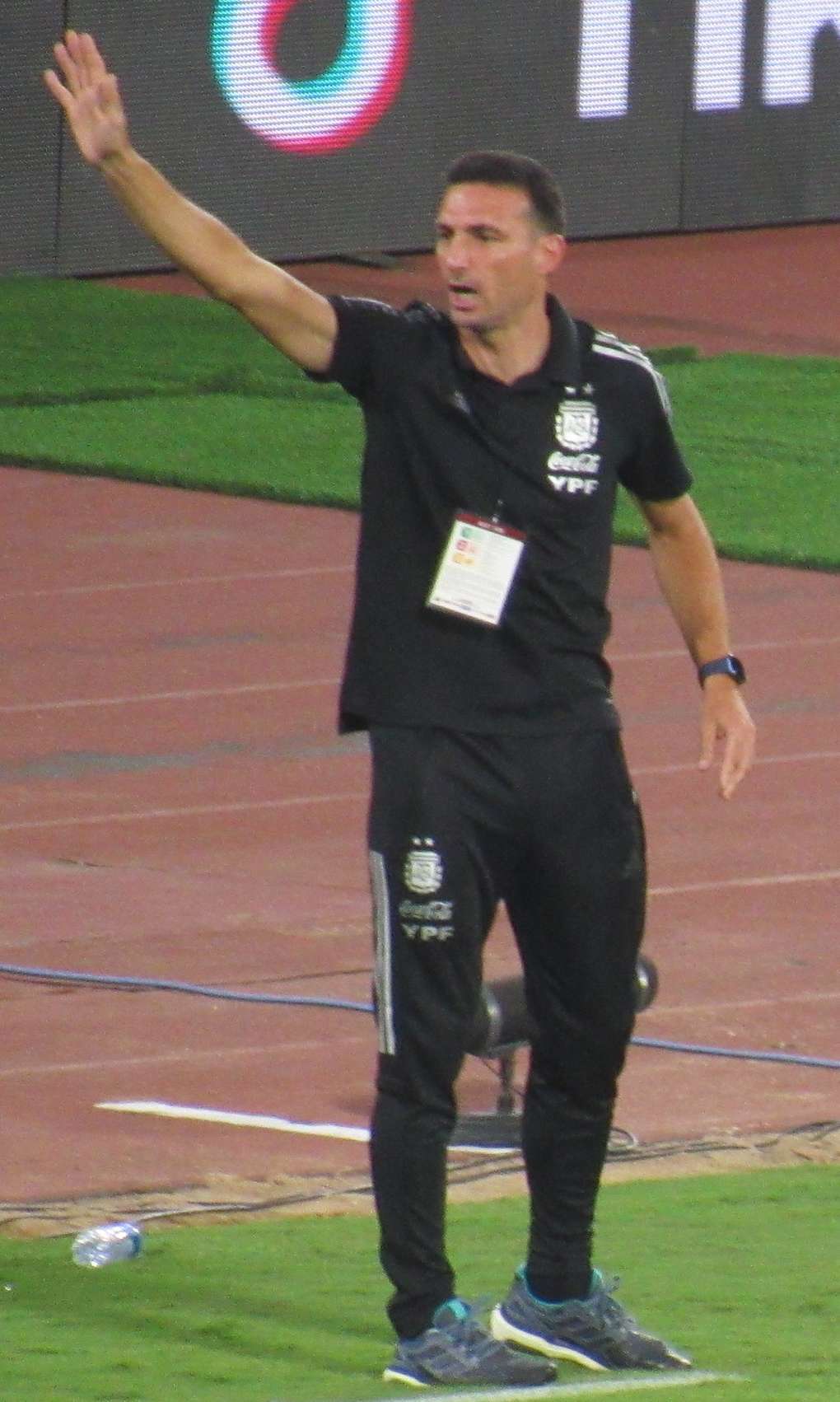 Lionel Scaloni, entrenador de la Selección Argentina, en un partido de 2022