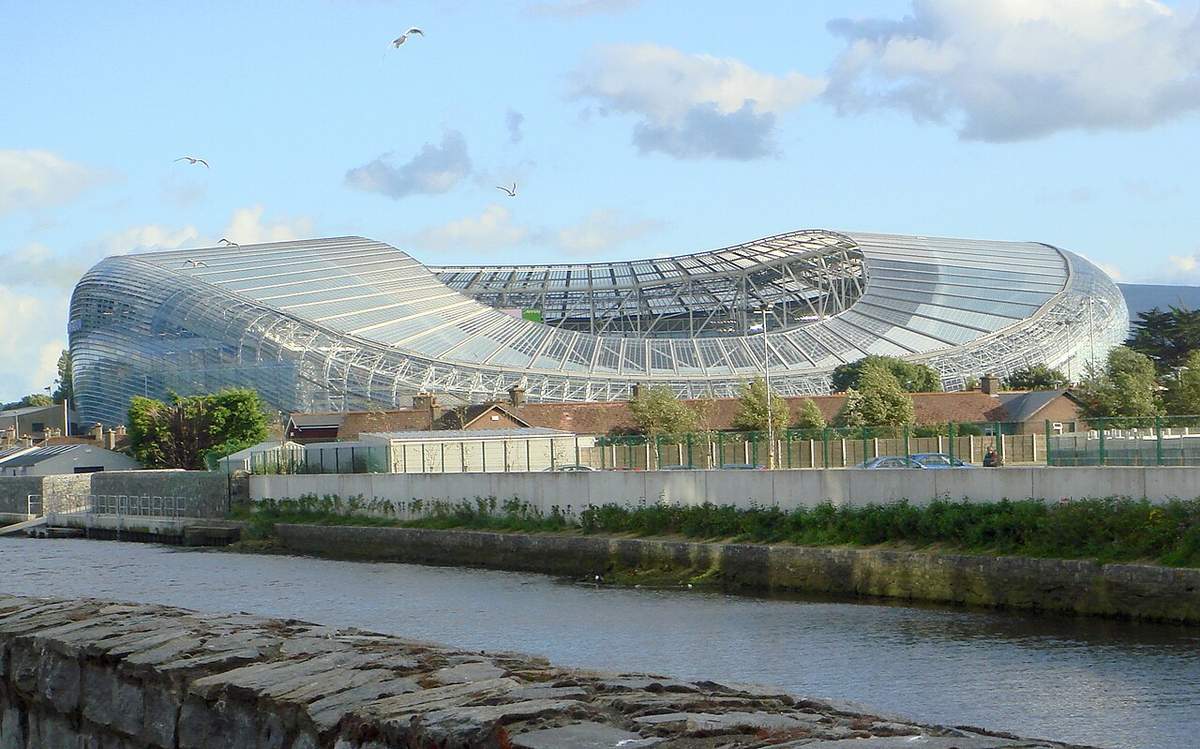 Vista exterior del estadio Aviva de Dublín, la casa de la selección de Irlanda