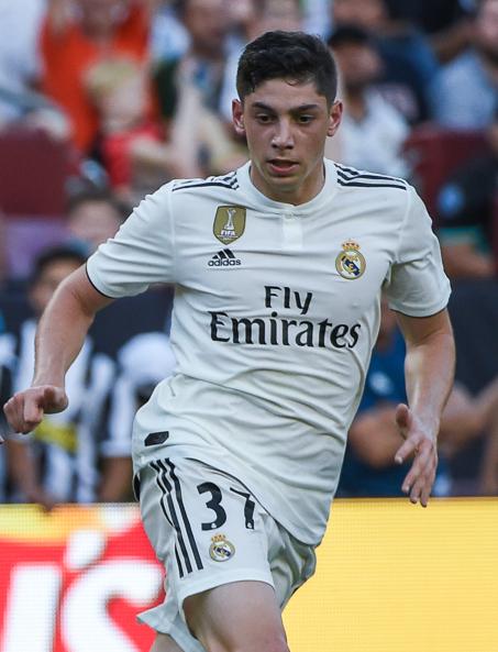 Retrato de Federico Valverde con la camiseta del Real Madrid en 2018