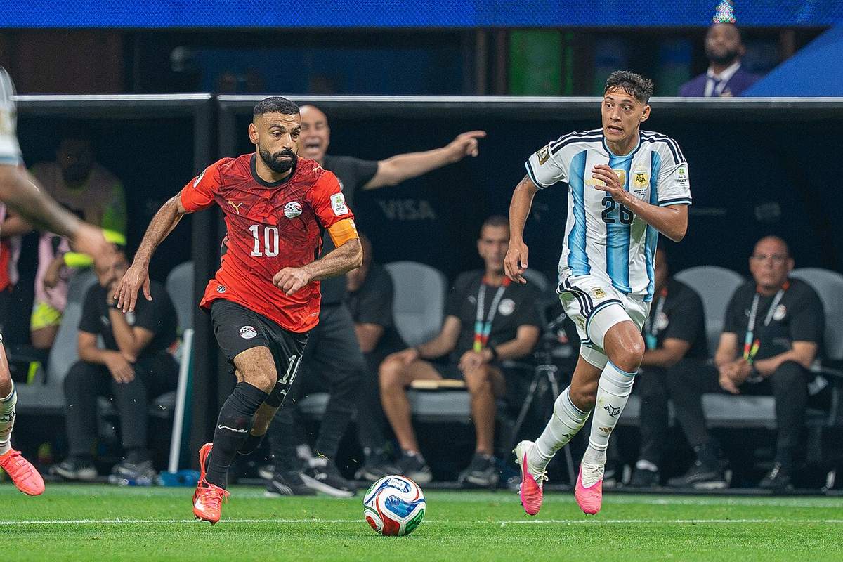 Mohamed Salah in an Egypt shirt during the match against Argentina in July 2026