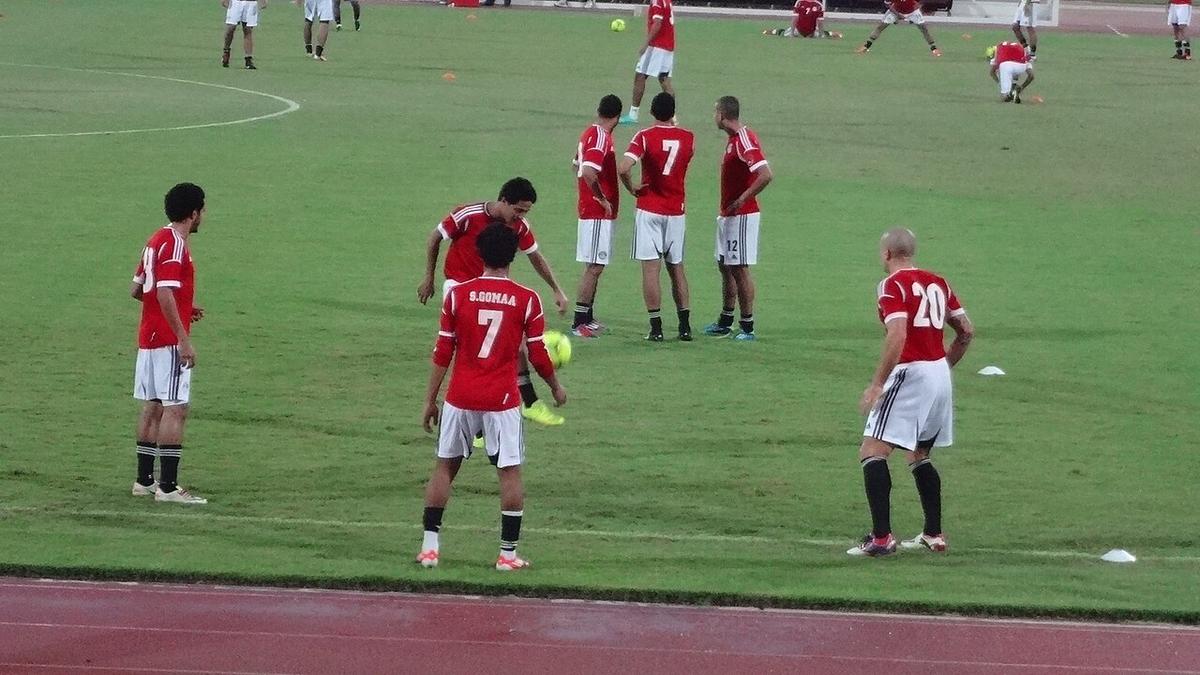 Egypt national team players lined up together in 2012
